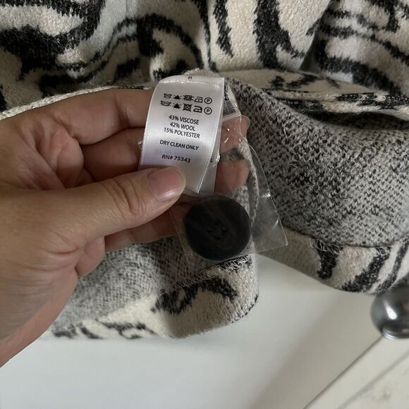 Nanette Lepore Sz S Fit M Wool Blend Jacquard Button Sweater Coat Longline - Picture 5 of 8